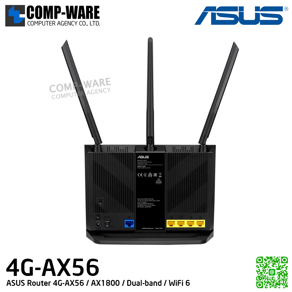 ASUS Router 4G-AX56 / AX1800 / Dual-band / WiFi 6 - 3Y Warranty