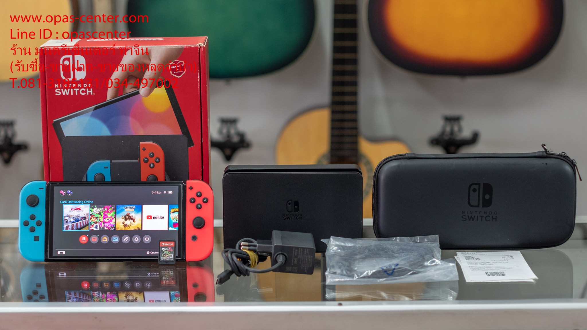 เครื่องเล่นเกม Nintendo Switch Oled Console Neon Red/Blue มือสอง สภาพใหม่ แถมแผ่นเกมส์ Splatoon2