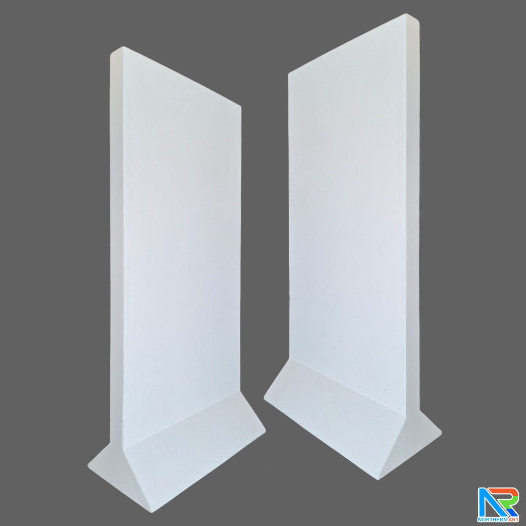 บอร์ดนิทรรศการ ฐาน 3 เหลี่ยม สีขาว 2 หน้า (W)100x(D)49x(H)200 cm.