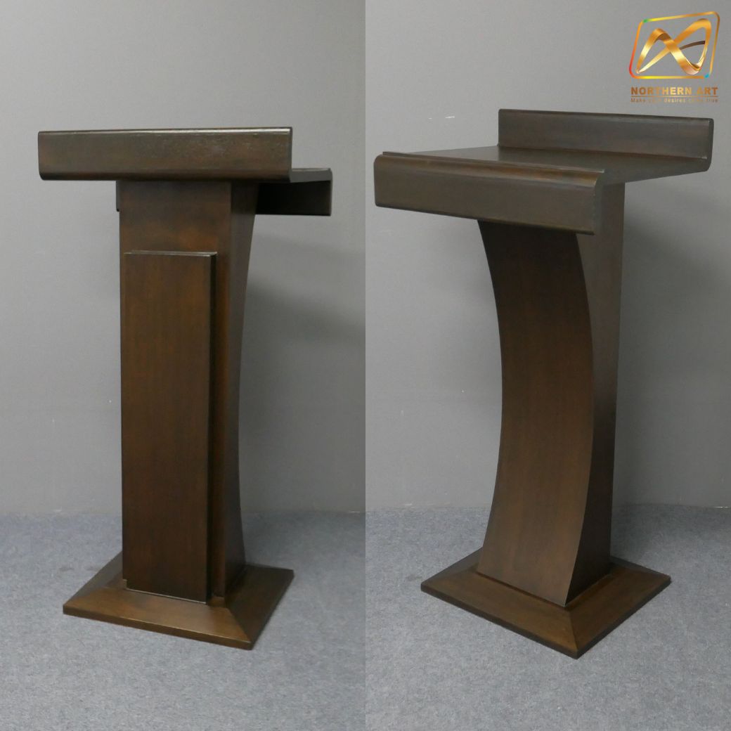 โพเดียมไม้ สีโอ๊ค ทรงโมเดิร์น TOPตรง ขนาด (W)55.5 x (L)42 cm. สูง 111 cm.