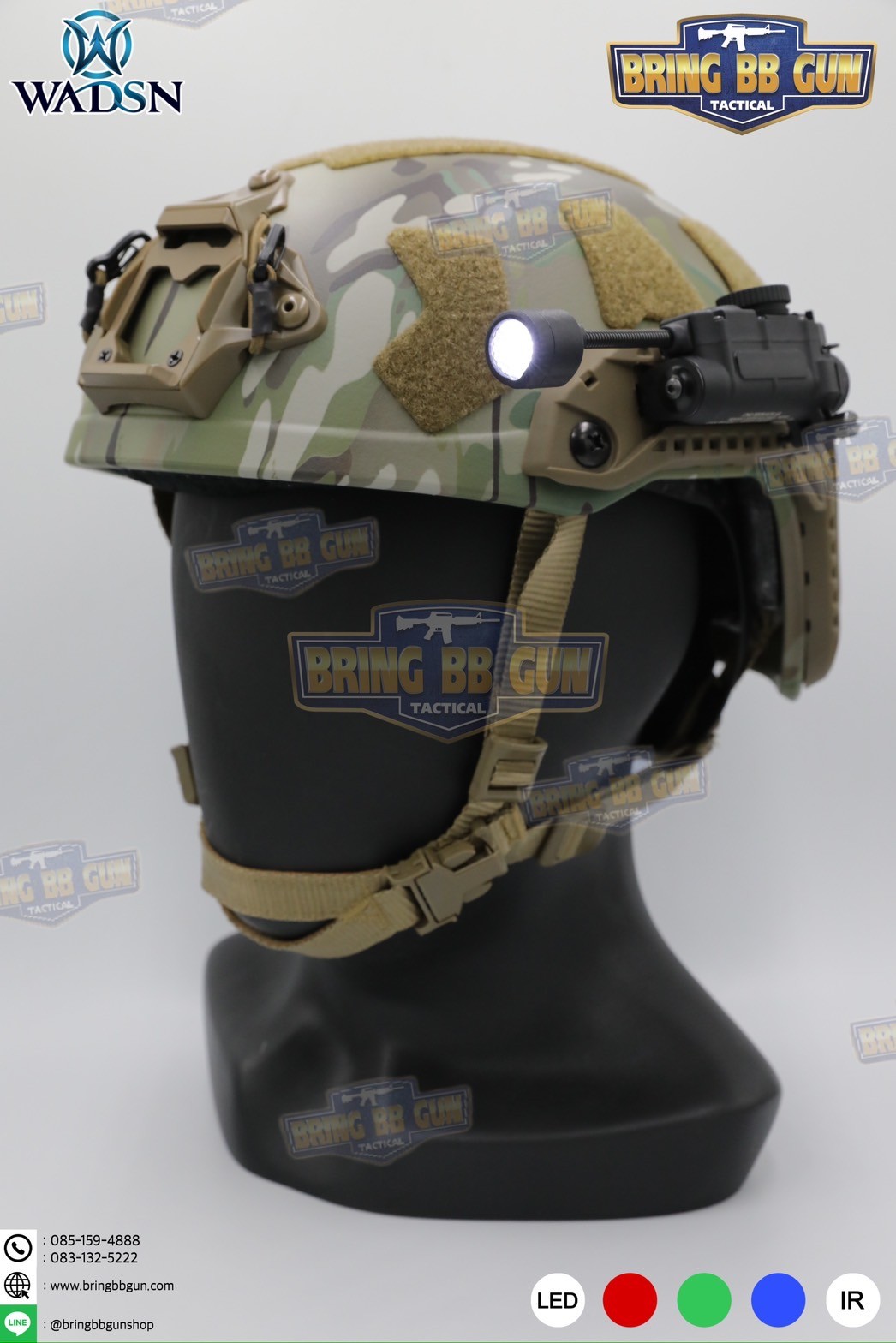 ไฟฉายติดหมวก Sidewinder Stalk ยี่ห้อ WADSN (Military Helmet Light System with Flexible Stalk) (ไฟฉายติดหมวกทรงStreamlight)