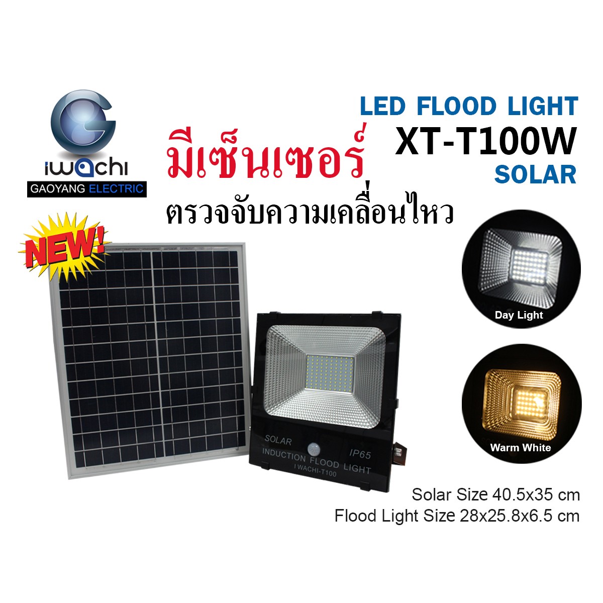 IWC-SPL-SOLAR-100W รุ่นโซล่าเซลล์ มีเซ็นเซอร์ตรวจจับความเคลื่อนไหว