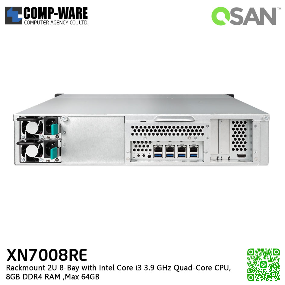 QSAN (8 Bays) XCubeNAS XN7008RE (8GB RAM) Rackmount 2U NAS Storage , No HDD