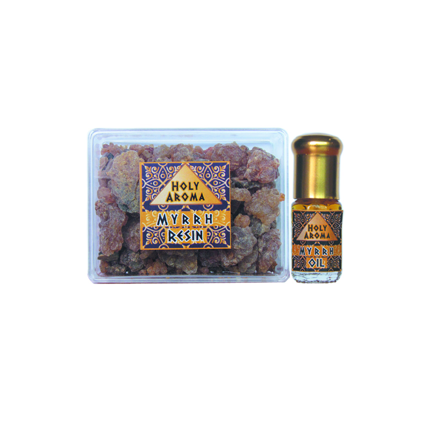 เม็ดมดยอบ เรซิ่น อโรม่า Myrrh Resin Gum Tear แท้ 100% 50g + น้ำมันมดยอบ อโรม่า Myrrh Oil แท้ 100% 3 ml.