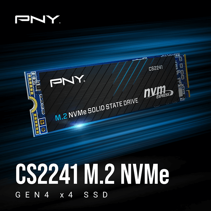 PNY CS2241 1TB M.2 2280 NVMe Gen4x4 SSD , read up to 5100MB/s, write up to 3200MB/s , M280CS2241-1TB-CL / 5Y Warranty / Internal SSD