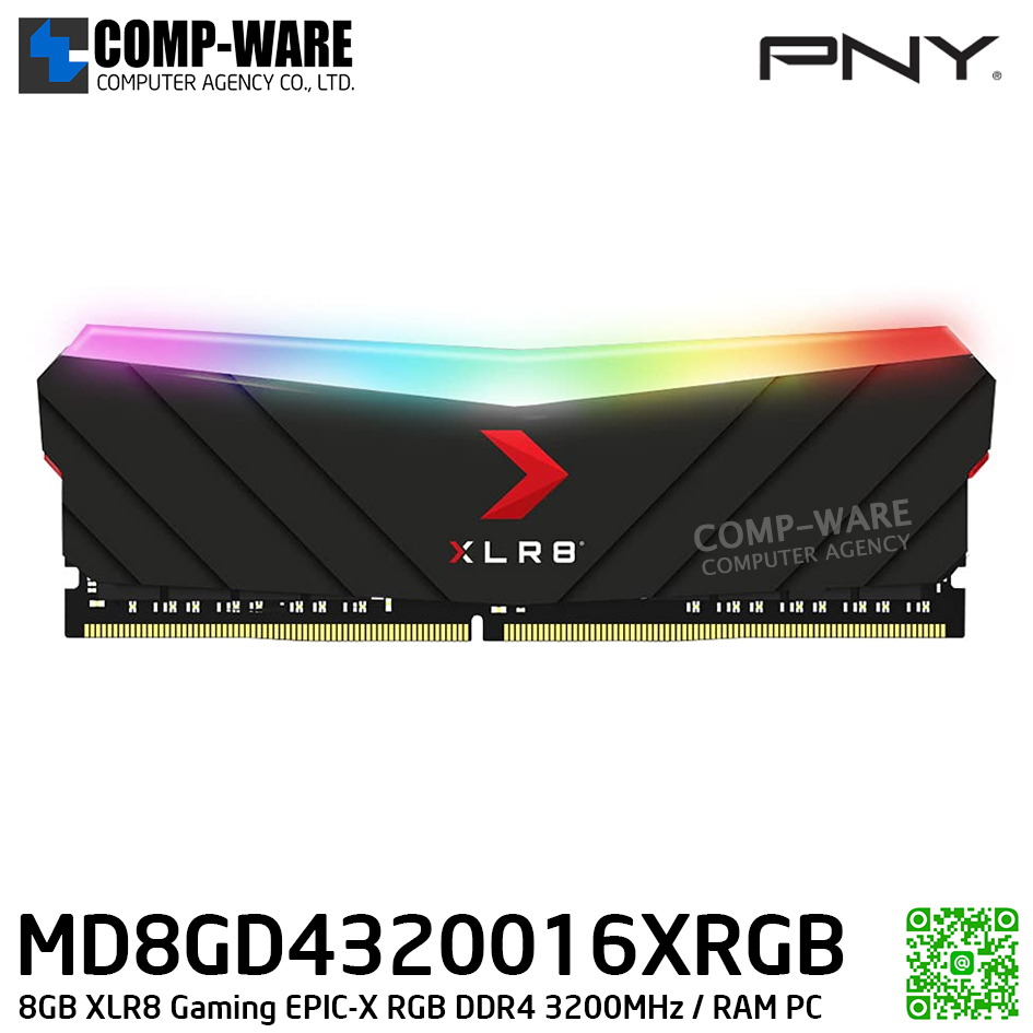 PNY 8GB XLR8 Gaming EPIC-X RGB DDR4 3200MHz / RAM PC / Life Time Warranty - MD8GD4320016XRGB