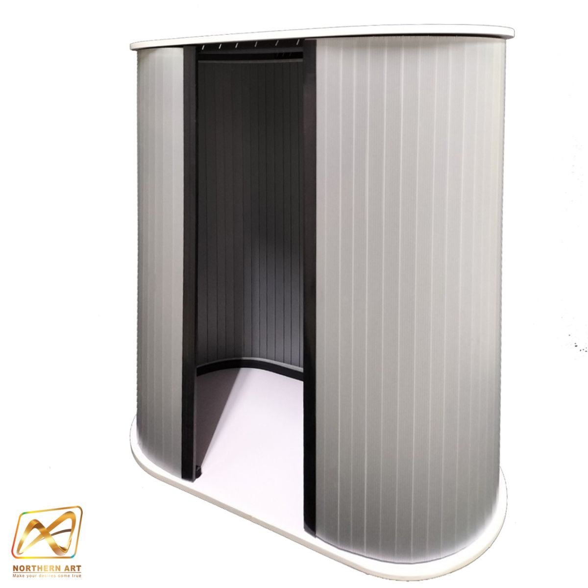 เคาน์เตอร์ออกบูธ ตรงมน TOP สีขาว ขนาด(W)80 x (D)40 x (H)93 cm. ถอดประกอบได้ เคลื่อนย้ายสะดวก