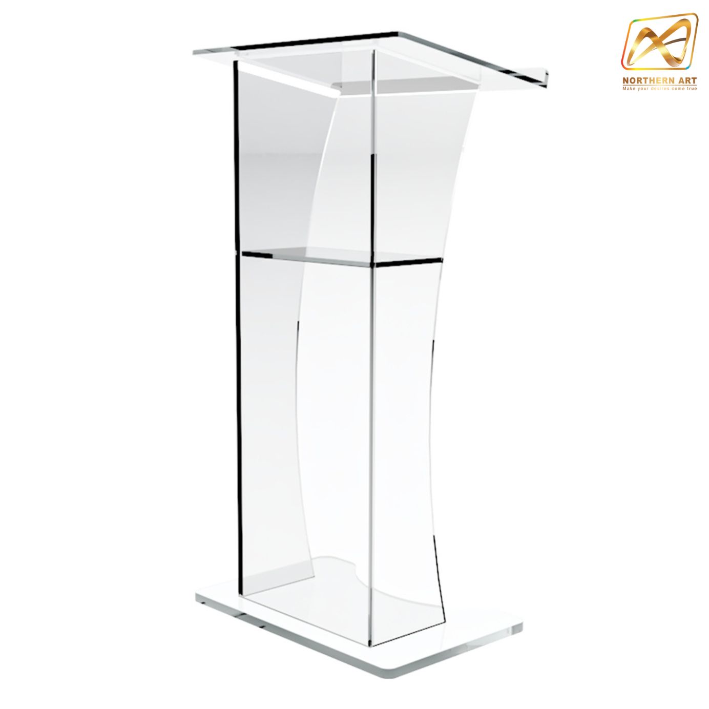 โพเดียม อะคริลิคใส AC-05 ขนาด (W)60 x (L)40 x (H)115 cm. TOP เอียงพร้อมกันตก วัสดุอะคริลิคใส หนา 10-20 มม.