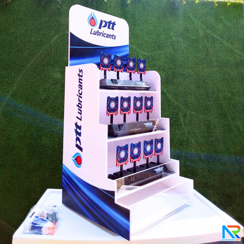 เช่าเกมส์ยิงเป้านิ่ง ตั้งโต๊ะ ขนาด (W)40 x (D)40 x (H)90 cm. พร้อมเป้านิ่ง 4 แผ่น 3 ชุด และปืนกระสุนโฟม 1 กระบอก