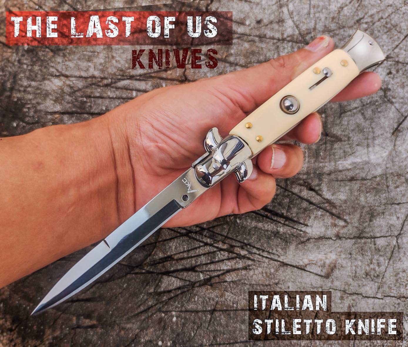 มีดเจ้าพ่อ Al Capone knife ใบเงินตรง ด้ามไม้แท้ มีดในตำนานเป็นสัญลักษณ์มาเฟีย อัลคาโปน(ไซส์กลาง)