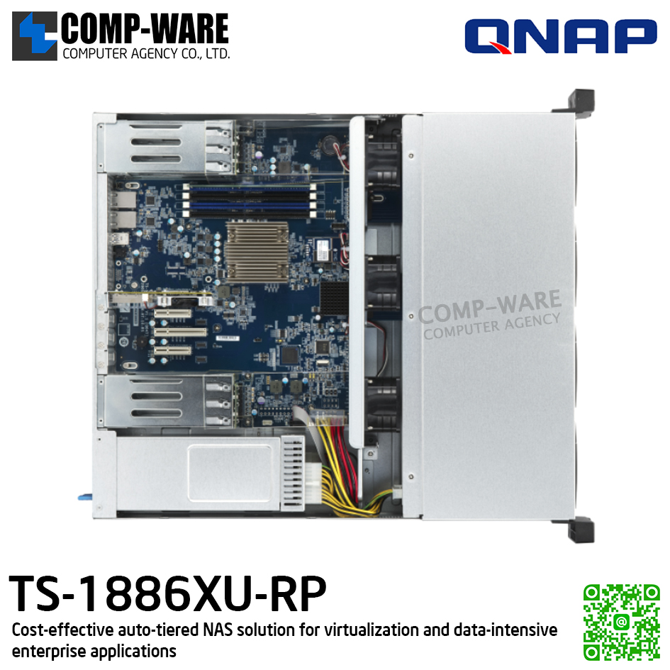 QNAP (2U 12+6Bay) TS-1886XU-RP-D1622-8G / Intel Xeon D-1622 (4C/8T) / 8GB ECC RDIMM RAM / 12x2.5"/3.5" SATA 6Gbps + 6x2.5" SATA 6Gbps / Redundant PSU / 3Y Warranty , No HDD , No Rail Kit
