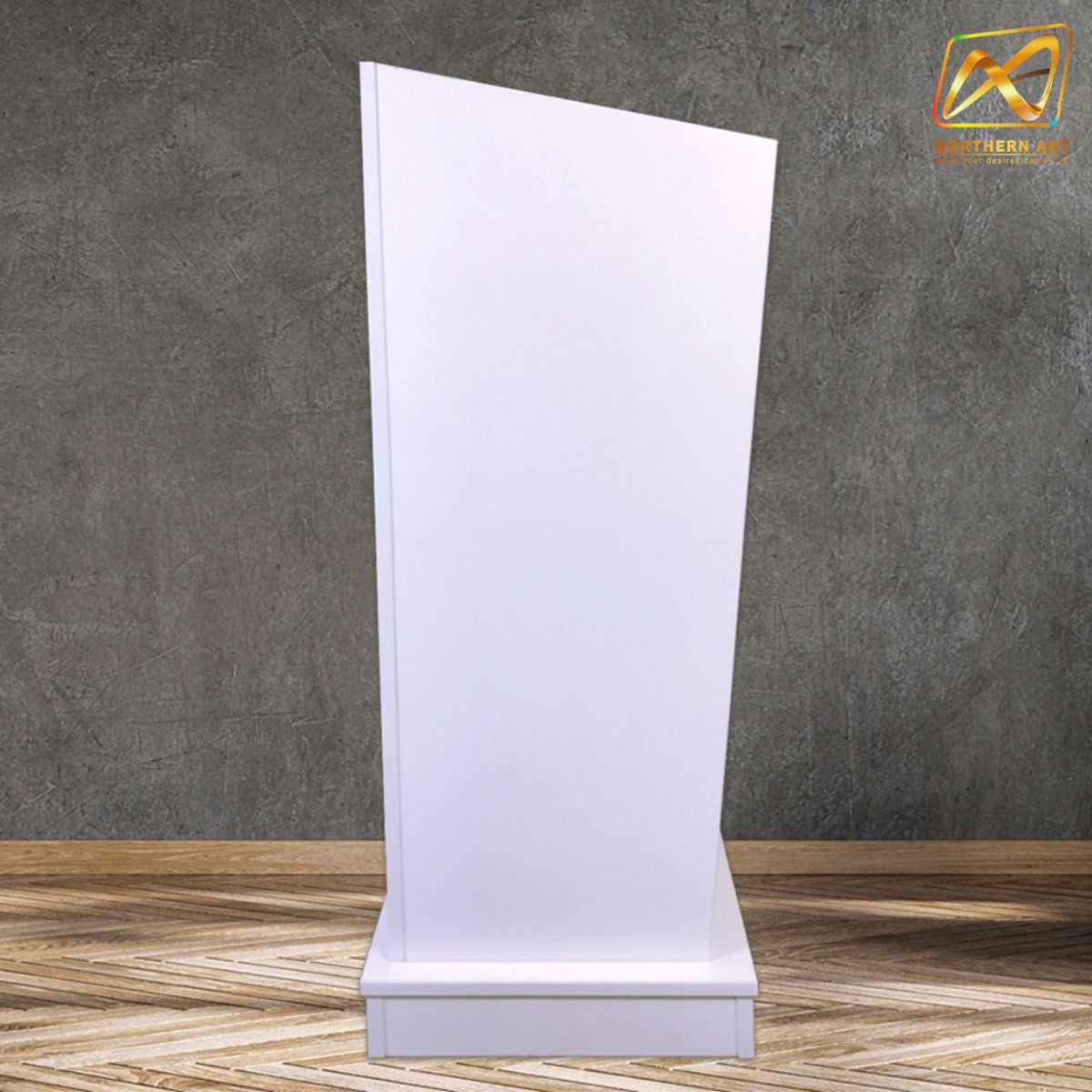 เช่าโพเดียมไม้ แท่นบรรยาย สีขาว ทรงโมเดิร์น ขนาด 60x36x109 cm.