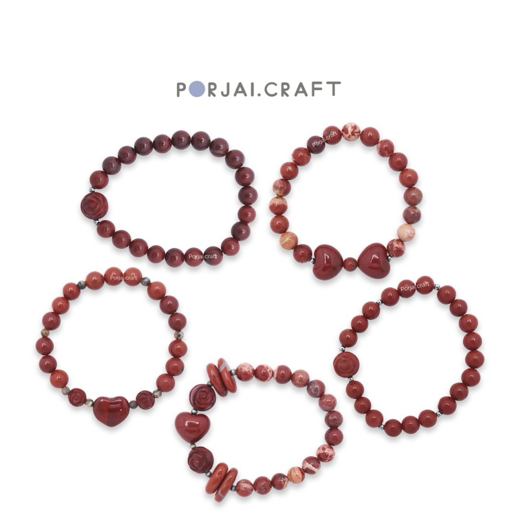 Red Jasper Beaded Bracelets สร้อยข้อมือแจสเปอร์