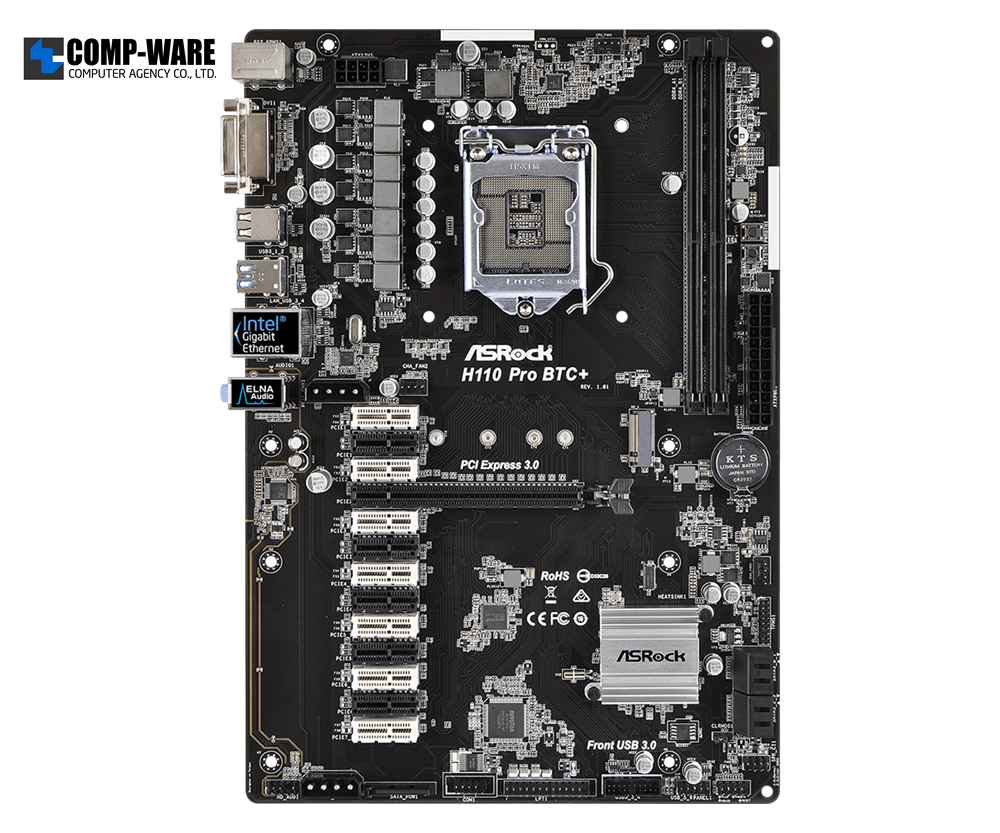 ASRock H110 Pro BTC+ (13-PCIe) Cryptocoin Mining ATX Motherboard