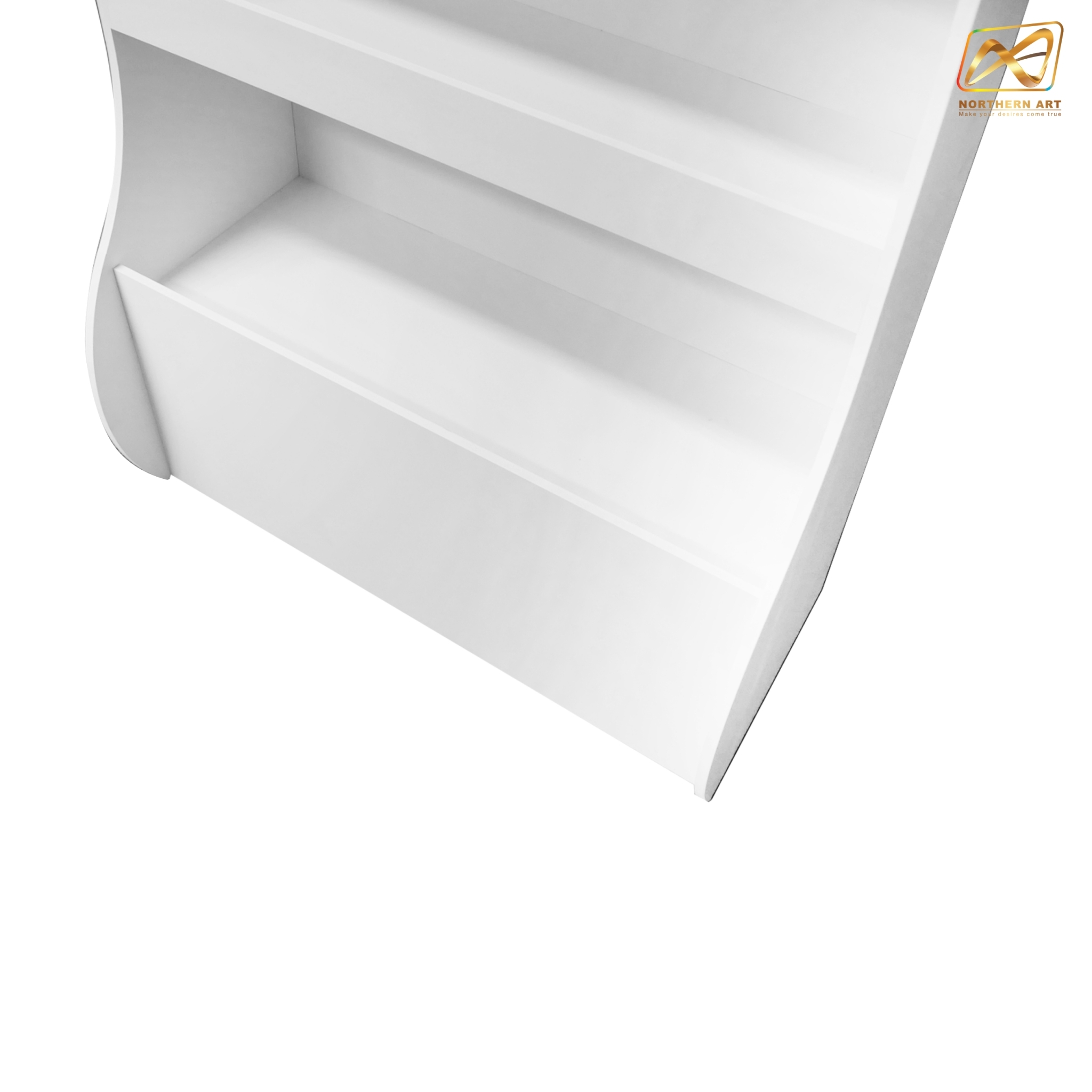 ชั้นวางสินค้าพลาสวูด 5 ชั้น ขนาด (W)55 x (D)25 x (H)160 ซม.พลาสวูดหนา 8 มม.พร้อมงานพิมพ์