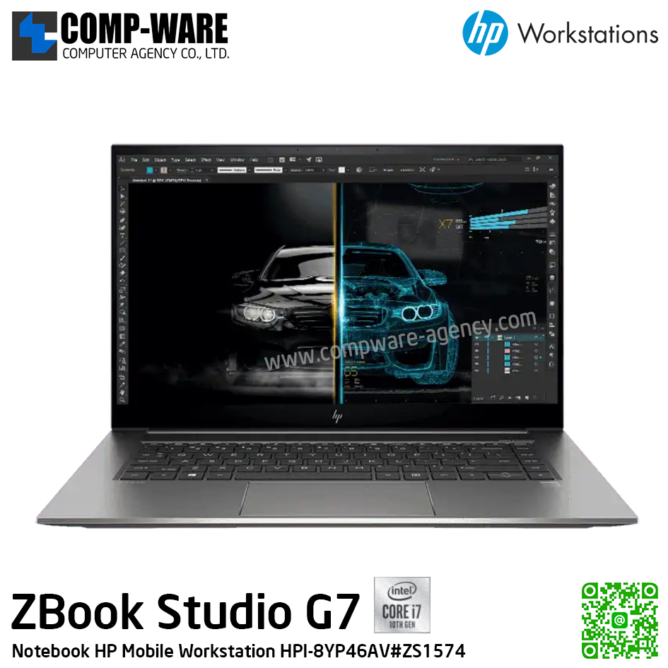 HP Mobile Workstation ZBook Studio G7 - Intel Core i7-10750H / 16GB DDR4 / 512GB PCIe NVMe / NVIDIA Quadro T2000 (4GB) / Intel AX201 + Bluetooth / 15.6inch UHD (3840x2160) / Windows 10 Pro / 3Years On-site