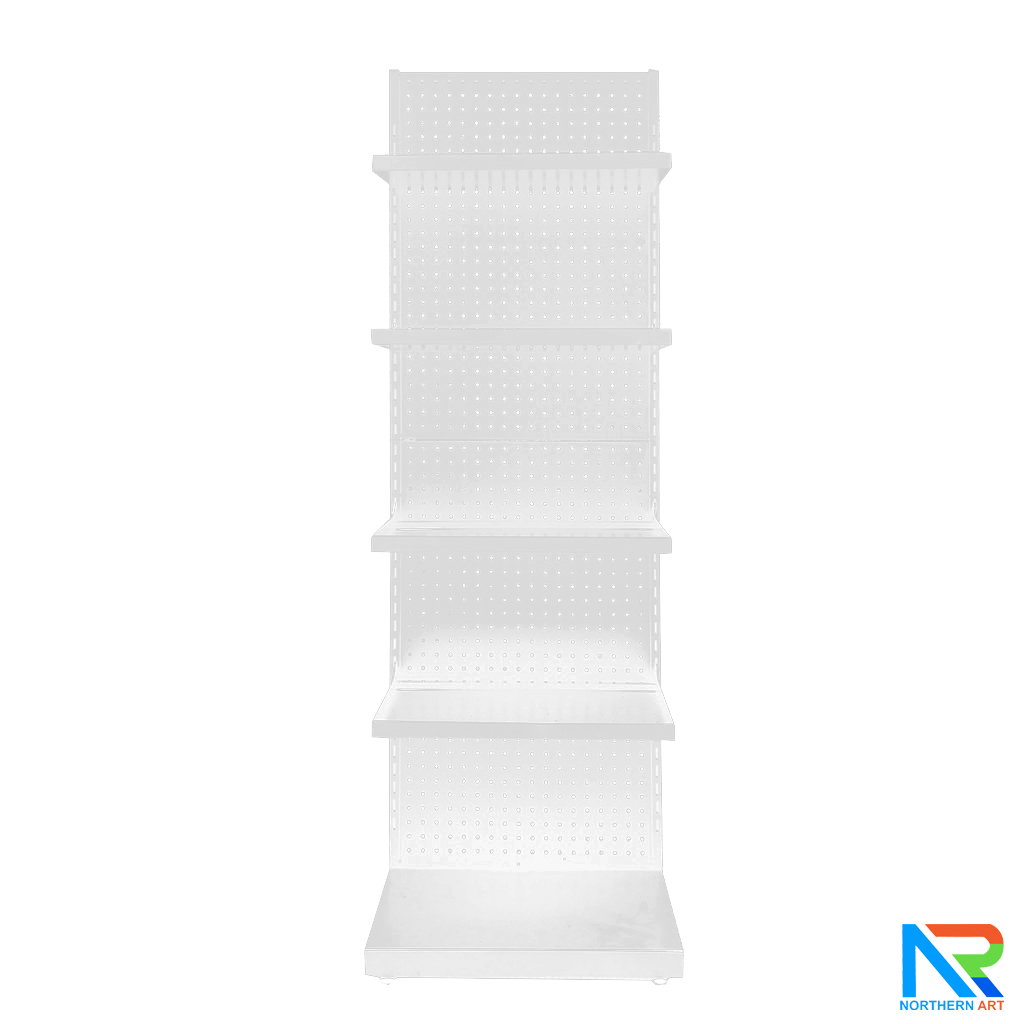 เช่าชั้นวางสินค้าเหล็ก ขนาด(W)50 x (D)25 x(H)150 cm. สีขาว ปรับจำนวนชั้นและขอแขวนได้ตามความต้องการ