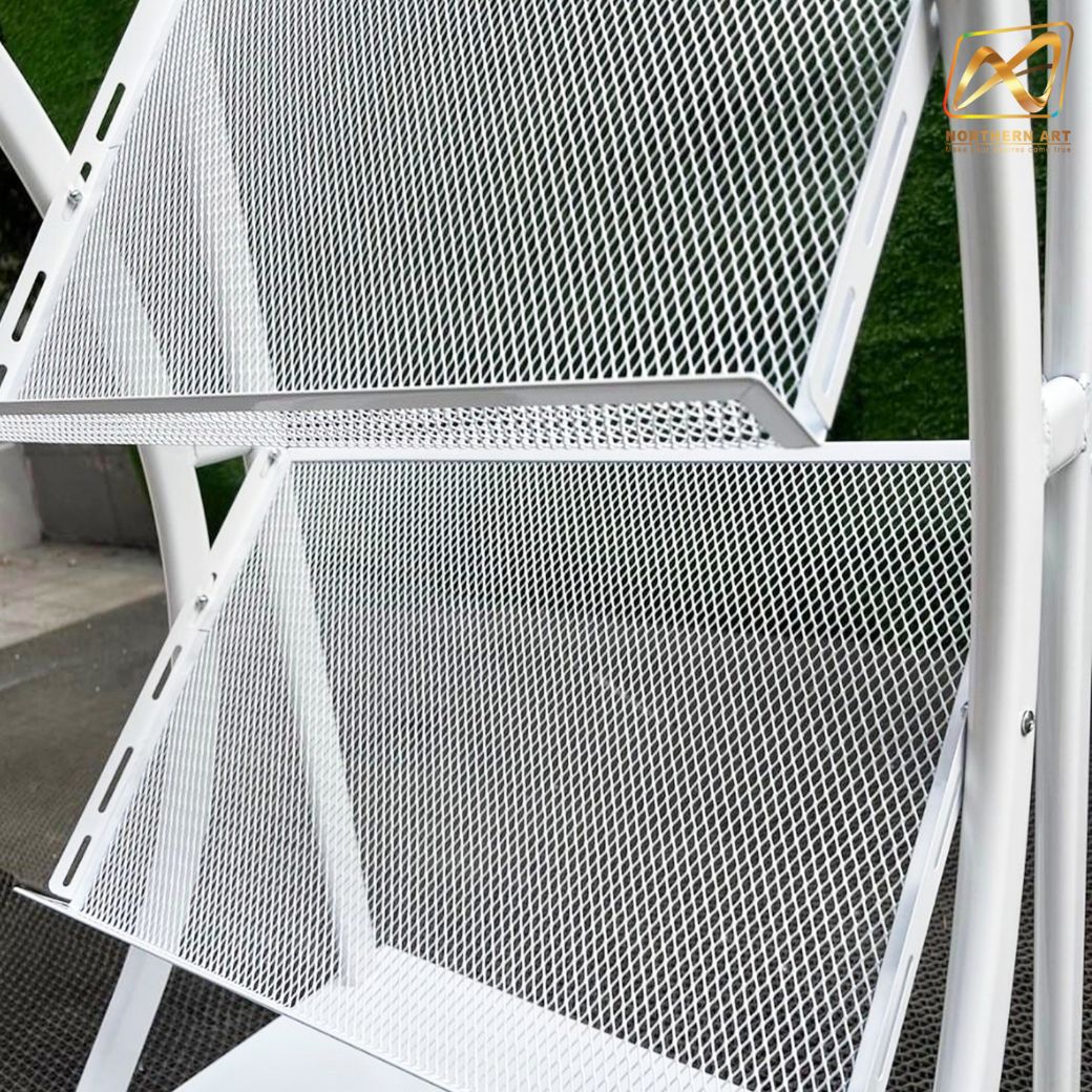 ชั้นวางโบรชัวร์เหล็ก 4 ชั้น สีขาว ขนาด (W)49.5 x (D)31 x (H)150 cm. ถอดประกอบได้