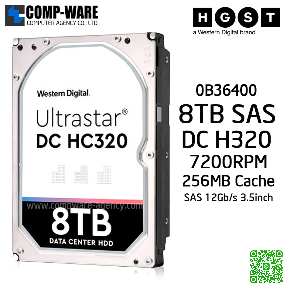 WD HGST Ultrastar DC HC320 8TB 3.5" SAS 12Gb/s 7200rpm Enterprise Hard Drive - 0B36400 - HUS728T8TAL5204