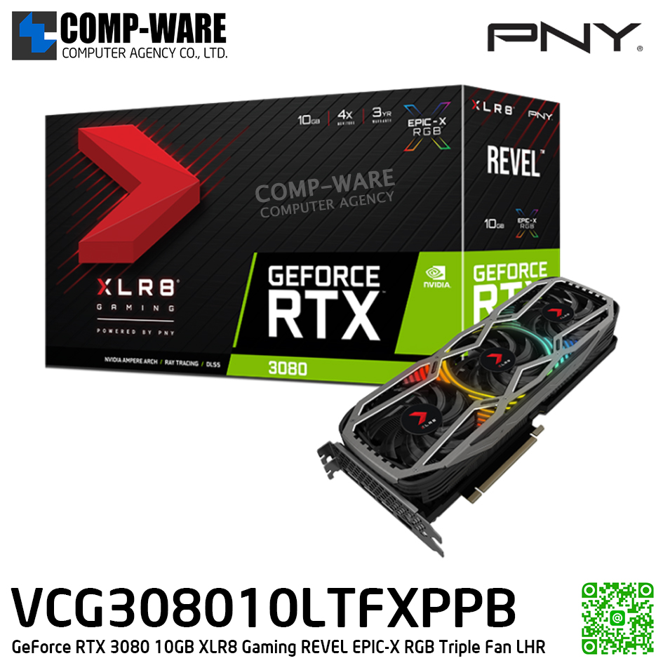 PNY GeForce RTX3080 10GB XLR8 Gaming REVEL EPIC-X RGB Triple Fan LHR - VCG308010LTFXPPB - 3Y Warranty