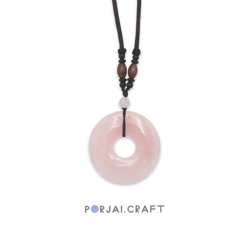 Rose Quartz Donut Necklace สร้อยคอโรสควอตซ์