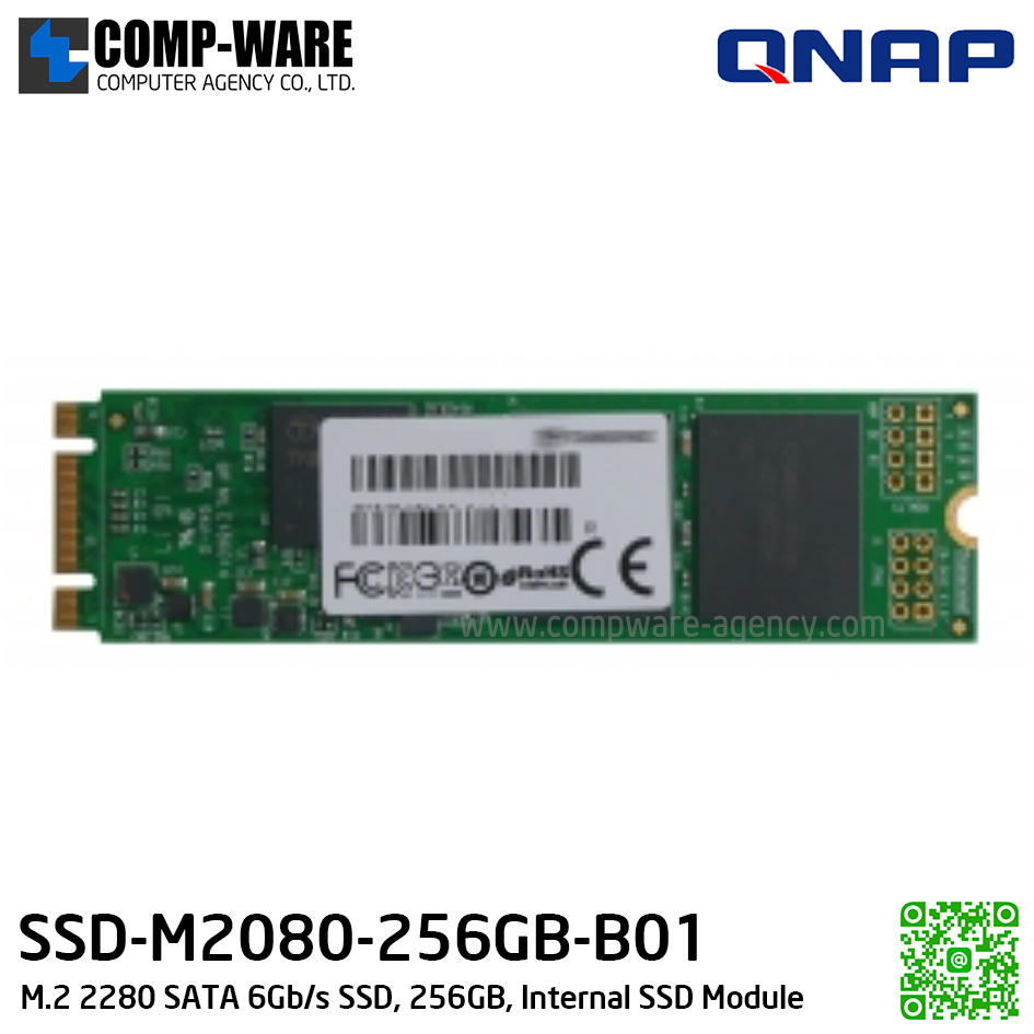 QNAP M.2 2280 SATA 6Gb/s SSD, 256GB, MLC NAND flash, Internal SSD Module - SSD-M2080-256GB-B01 ,3 Years Warranty