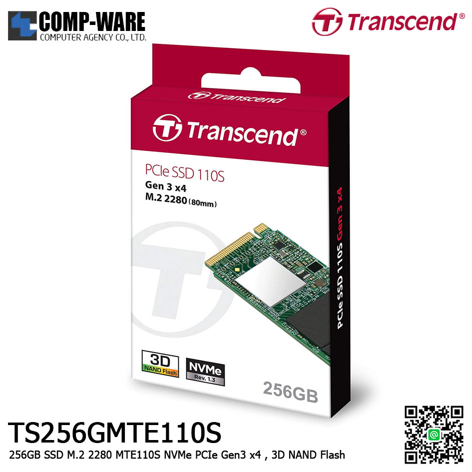Transcend MTE110S 256GB SSD M.2 2280 NVMe PCIe Gen3 x4 , 3D