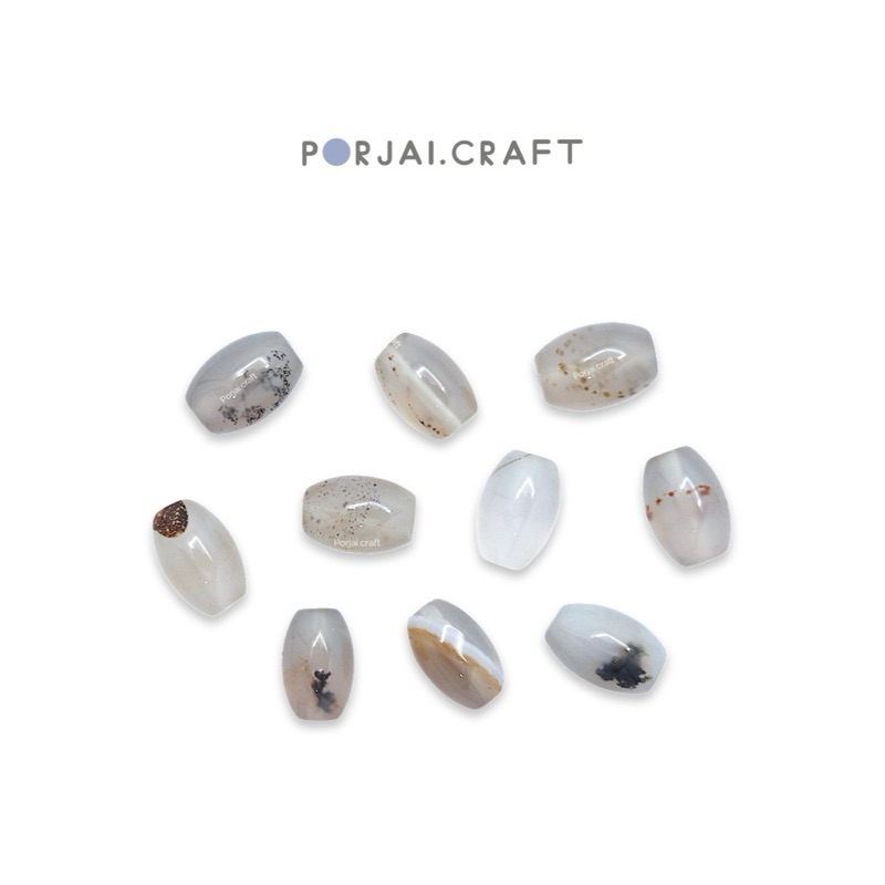 Grey Agate Barrel Beads ลูกปัดอาเกต 11mm