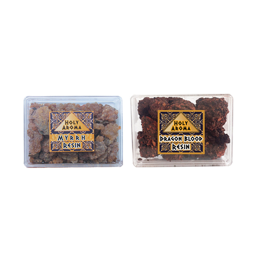 มดยอบ เม็ดมดยอบ เรซิ่น อโรม่า Myrrh Resin Gum Tear แท้ 100% 50g + เม็ด เรซิ่น ต้นเลือดมังกร อโรม่า Dragon Blood Resin Gum Tear แท้ 100% 50g