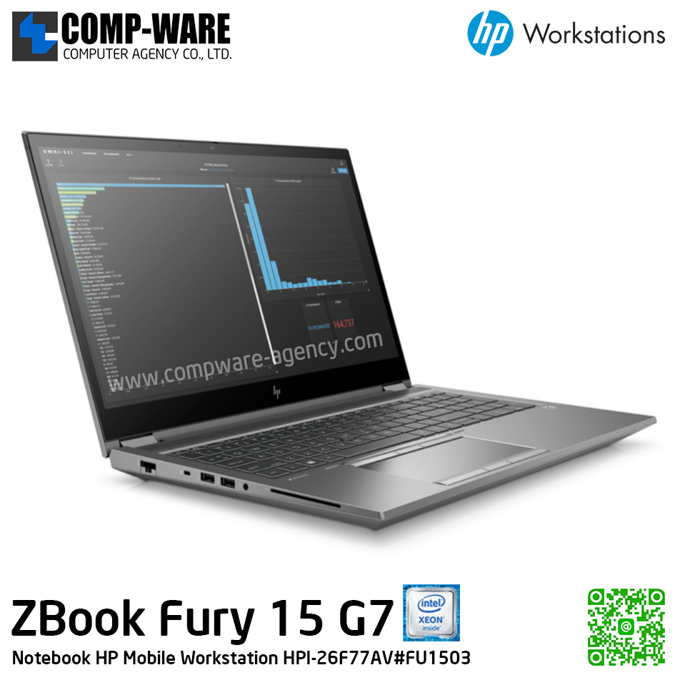HP Mobile Workstation ZBook Fury 15 G7 - Intel Xeon W-10885M / 16GB DDR4 (2x8GB) / 512GB PCIe NVMe + 2TB 5400RPM SATA / NVIDIA Quadro T2000 (4GB) / Intel Wi-Fi 6 + Bluetooth / 15.6inch FHD (1920x1080) / Windows 10 Pro Workstation Plus / 3Years On-site