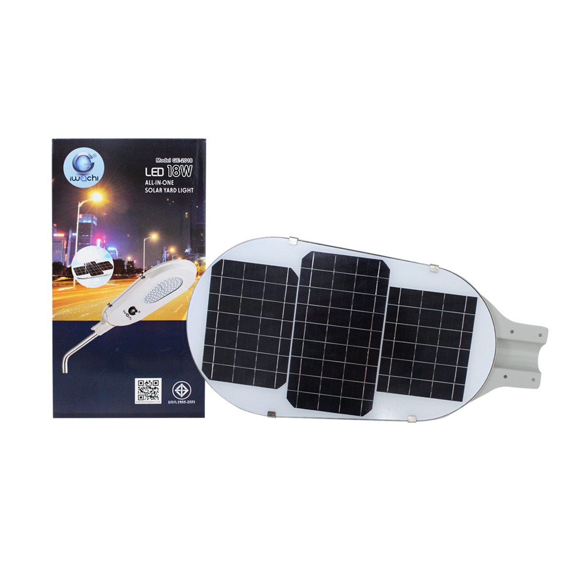 IWC-STR-SOLAR-18W โคมไฟถนนโซล่าเซลล์ แสงขาวและแสงวอร์มไวท์