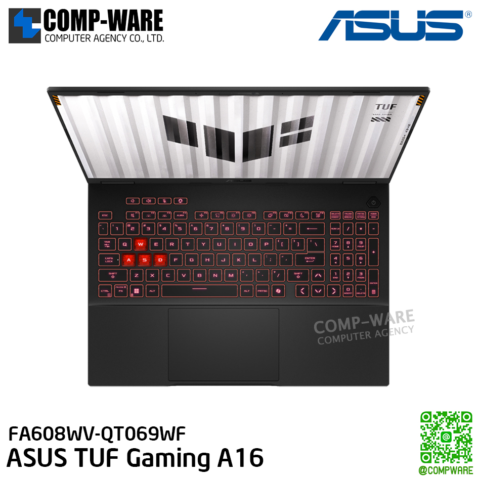 ASUS TUF Gaming A16 / 16-inch / AMD Ryzen™ AI 9 HX 370 Processor 2.0GHz (36MB Cache) / NVIDIA® GeForce RTX™ 4060 Laptop GPU / 8GB*2 LPDDR5X 7500 on board / 1TB PCIe® 4.0 NVMe™ M.2 SSD / Windows 11 Home / 2Y Warranty on-site / FA608WV-QT069WF