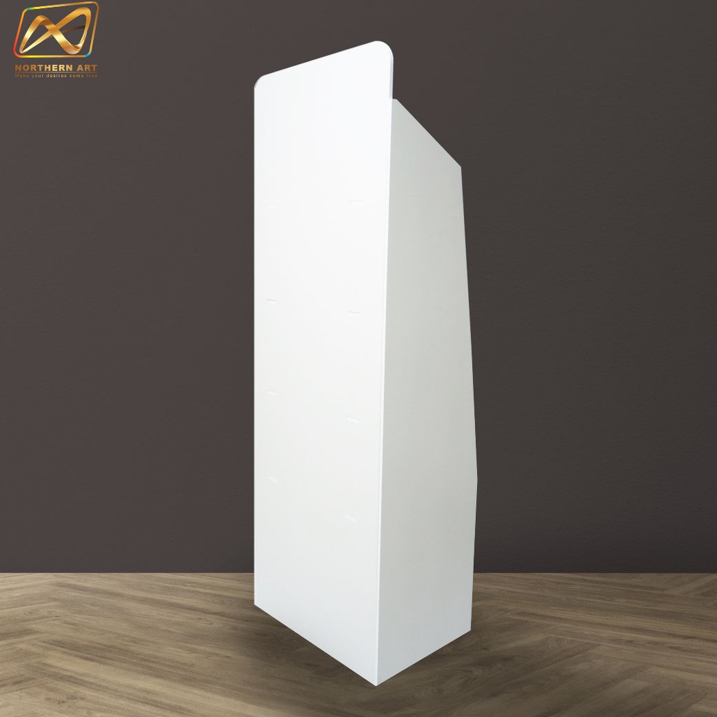 ชั้นวางสินค้าพลาสวูด 4 ชั้น ขนาด (W)52 x (D)32 x (H)150 ซม. พร้อมงานพิมพ์ พลาสวูดหนา 8 มม.