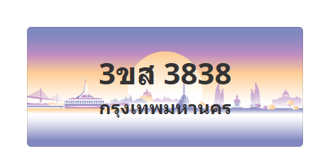 ทะเบียนสวย 3838 ขายทะเบียน 3838 3ขส 3838