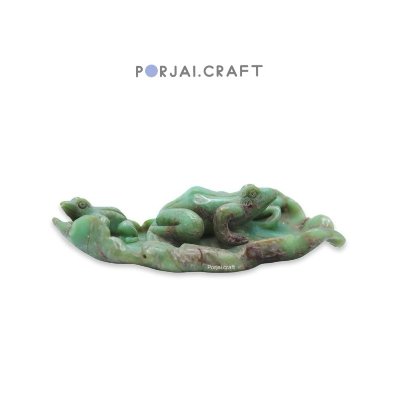 Chrysoprase Frogs Carving คริสโซเพลสแกะสลักรูปกบ 12.7cm