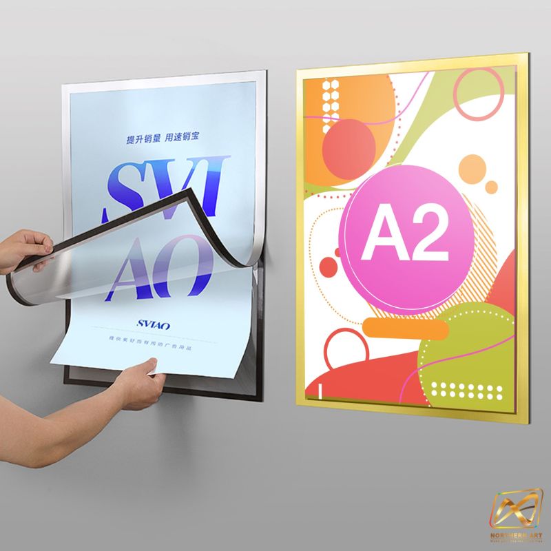 กรอบใส่ภาพ เฟรมใส่ภาพ พร้อมแถบแม่เหล็ก เปลี่ยนภาพง่าย ติดกระจกได้ ขนาด A4,A3 และA2
