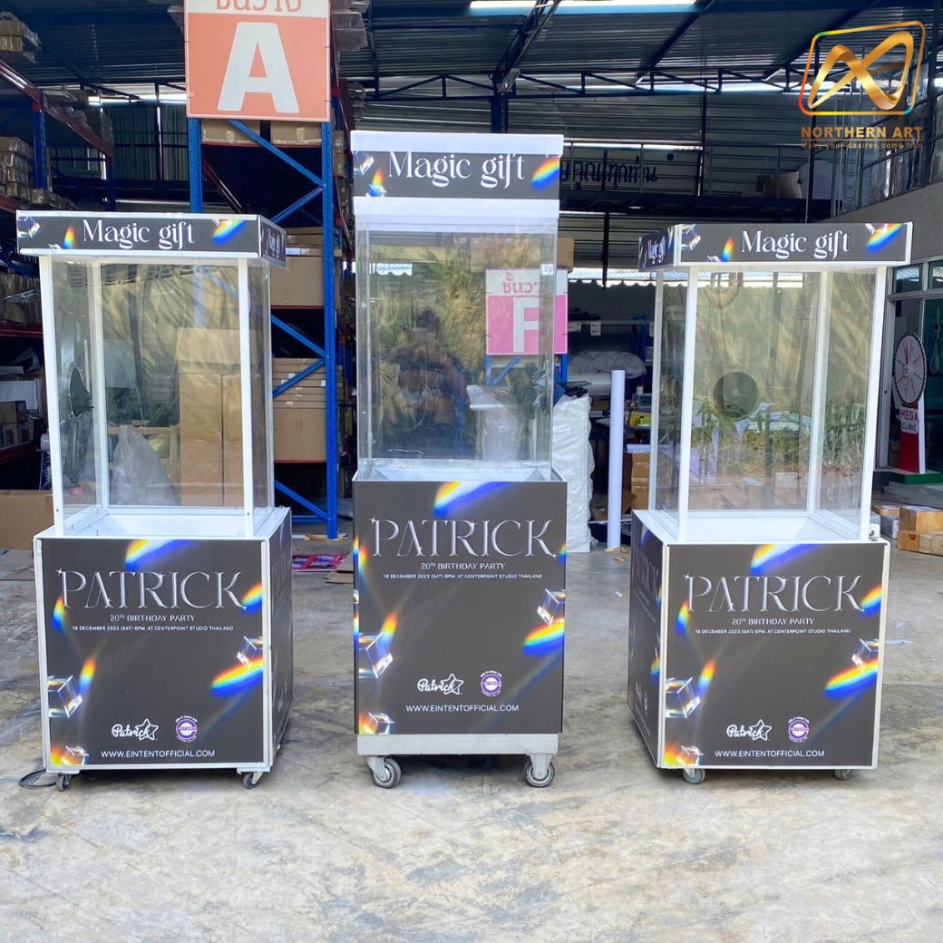 เกมส์ตู้ลม ตู้ลมจับรางวัล (W)70 x (L)70 X (H)185 cm. พร้อมงานพิมพ์ ไม่รวมลุกบอลโฟม