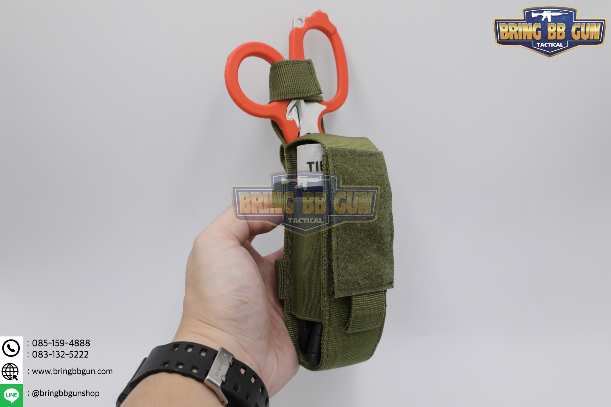 ชุดเพ้าผ้าใส่สายห้ามเลือด+กรรไกรแพทย์สนาม LM Raptor (ซองผ้าใส่สายรัดห้ามเลือด+สายรัดห้ามเลือด+กรรไกร LM Raptor)