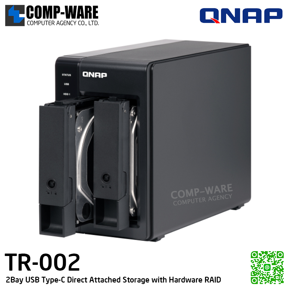 QNAP (Tower 2-Bay) TR-002 / 2 x 2.5"/3.5" SATA 6Gbps / 36W Adapter / 2Y Warranty / No HDD - Expansion Enclosure
