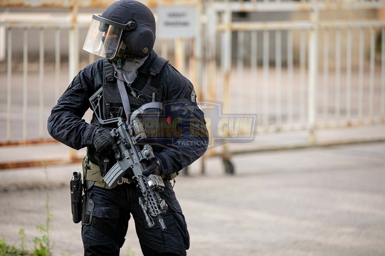 พานท้ายปืนแบบพับได้ ยี่ห้อ 5KU รุ่น Folding Visor Stock 1913 Interface (พานท้ายสำหรับหน้ากากกันแก๊สพิษ)