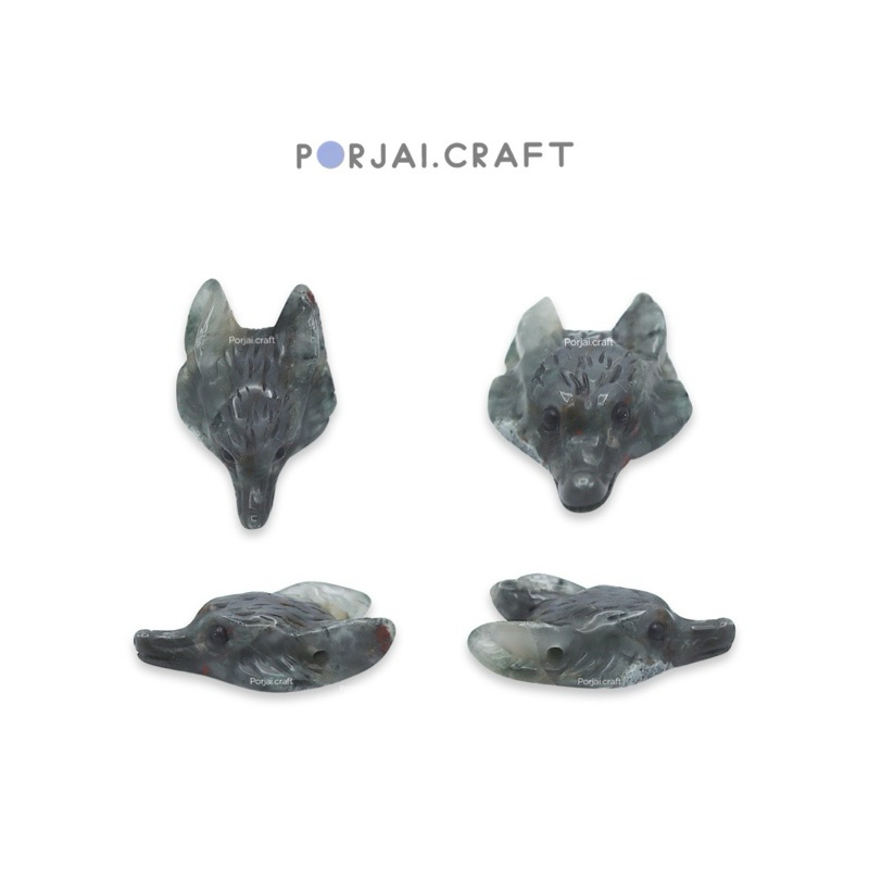 African Blood Stone Fox Bead ลูกปัดแอฟริกันบลัดสโตน สุนัขจิ้งจอก 39mm