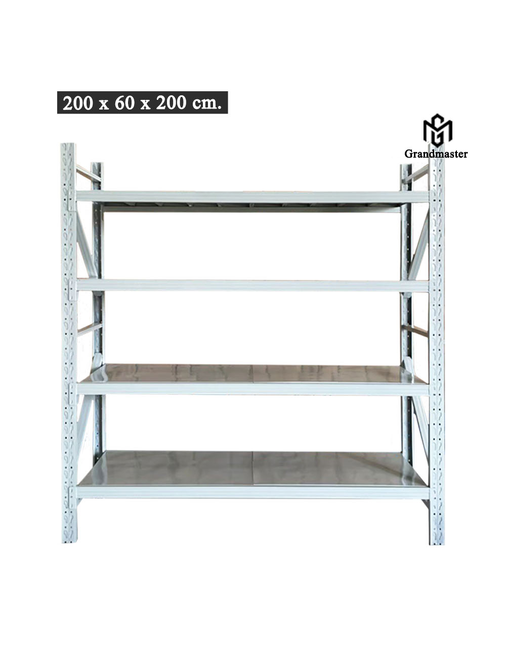 ชั้นเหล็กวางสินค้า Micro Rack 200x200x60cm. สีขาว(อมเทา)