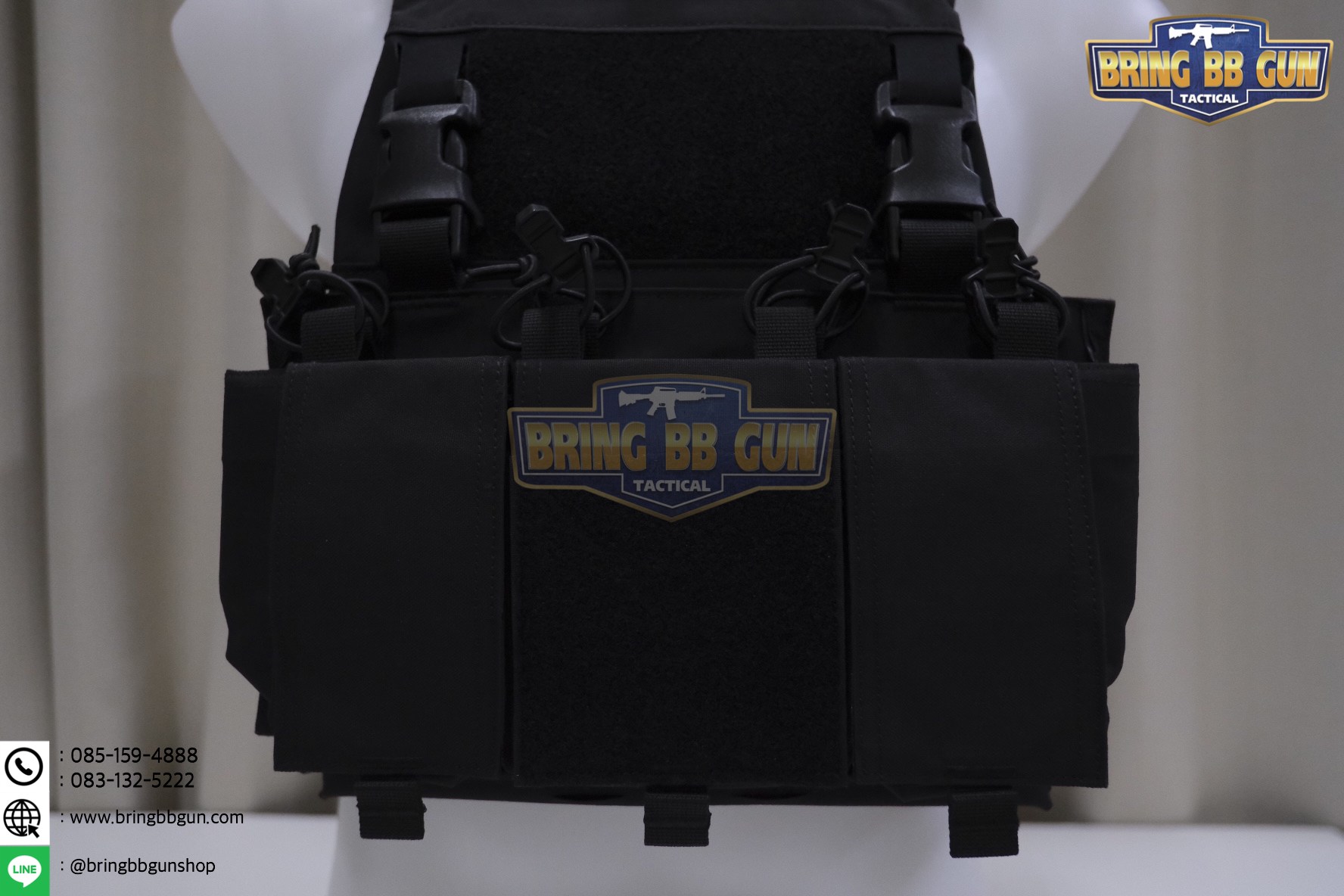 เพ้าแม็กกาซีน 5.56 แบบ4ช่อง ติดเสื้อเกราะ/เสื้อเวส (5.56 Quadruple mag plate) (Velcro Front Panel)