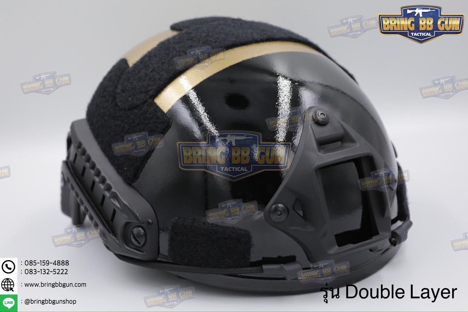 หมวกสายตรวจทรง Fast (หมวกฟาส) หมวกฟาส สีทอง-ดำ (Fast Helmet)