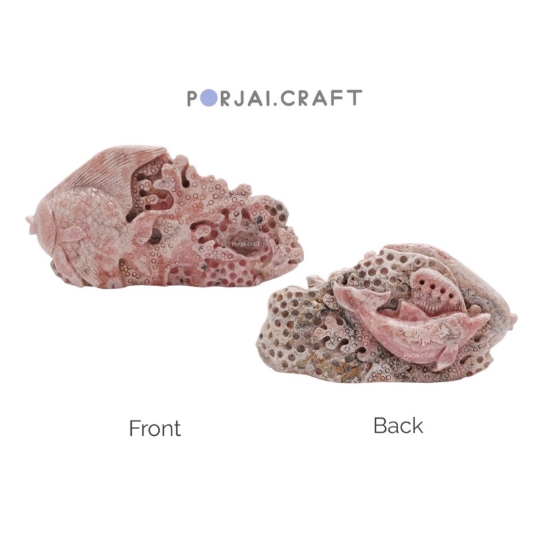 Rhodochrosite fish carving โรโดโครไซต์แกะสลักรูปปลา
