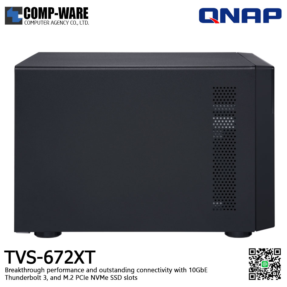 QNAP NAS (6-Bay) TVS-672XT Core i3-8100T (8GB RAM) Thunderbolt™3, M.2 SSD Slot, 10GbE - No HDD - TVS-672XT-i3-8G