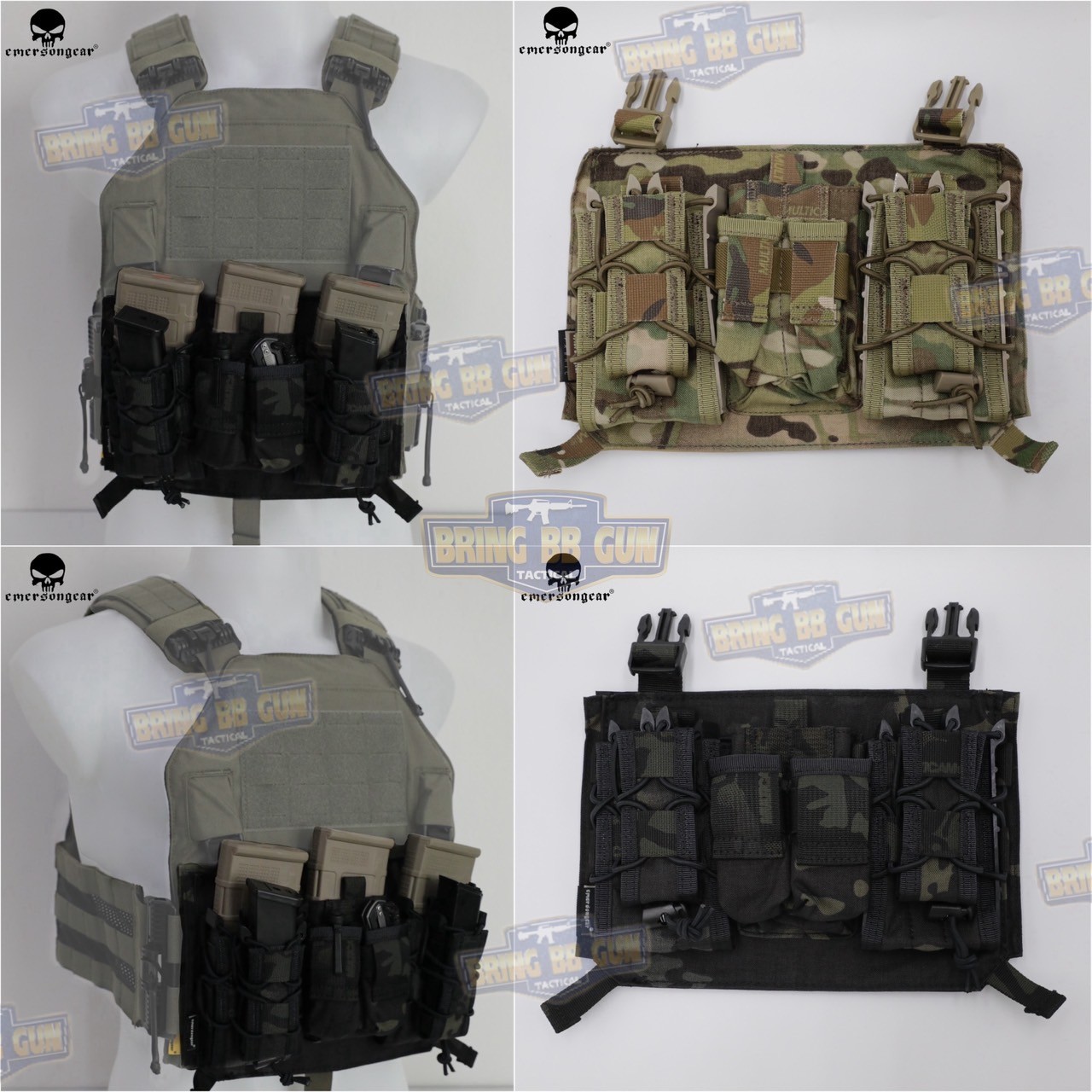 เพ้าแม็กกาซีน5.56พร้อมเพ้าแม็กกาซีนปืนสั้น ระบบ Velcro Front Panel ขนาดก้ามปู 3.5cm. (1 inch) ยี่ห้อ Emerson