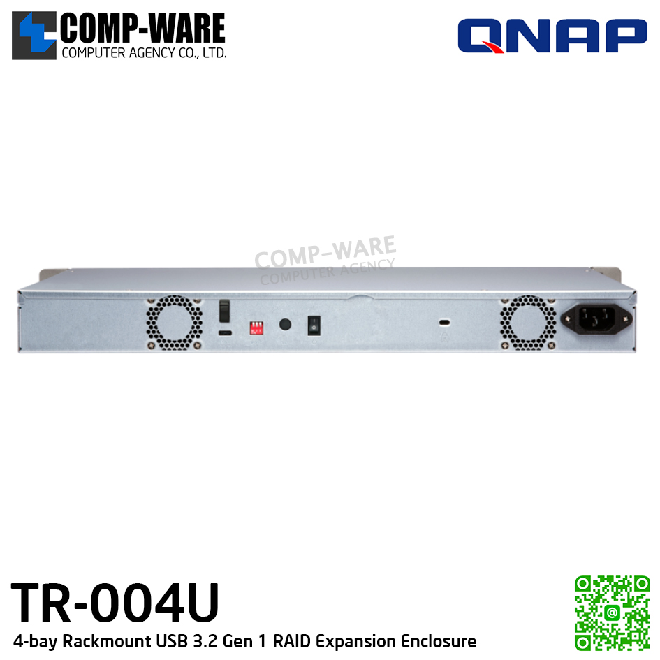 QNAP (1U 4-Bay) TR-004U / 4 x 2.5"/3.5" SATA 6Gbps / 100W PSU / 2Y Warranty / No HDD / Rail Kit RAIL-B02 - Expansion Enclosure
