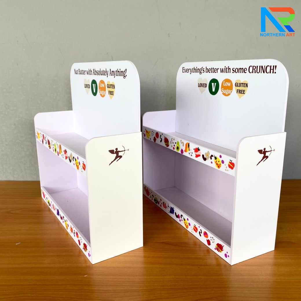 ชั้นวางสินค้าตั้งโต๊ะ TB18 แบบ 2 ชั้น ขนาด (W)40 x (D)12 x (H)40 cm.วัสดุพลาสวูดหนา 5 มม.