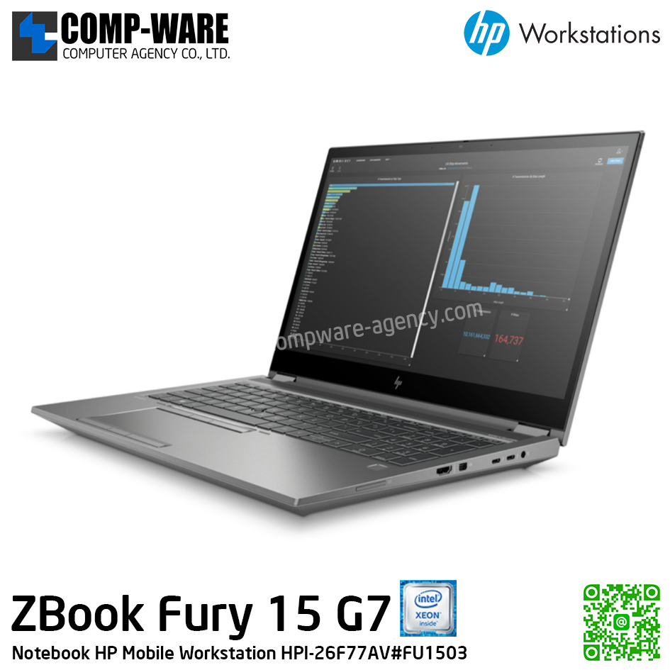 HP Mobile Workstation ZBook Fury 15 G7 - Intel Xeon W-10885M / 16GB DDR4 (2x8GB) / 512GB PCIe NVMe + 2TB 5400RPM SATA / NVIDIA Quadro T2000 (4GB) / Intel Wi-Fi 6 + Bluetooth / 15.6inch FHD (1920x1080) / Windows 10 Pro Workstation Plus / 3Years On-site
